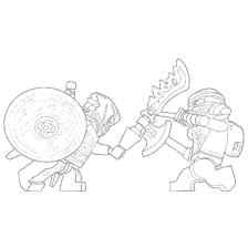 coloriage: Coloration Lego Ninjago avec la bataille des maîtres Spinjitzu