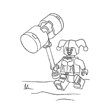 coloring page: Harley Quinn with a Hammer from Lego Movie: Batman