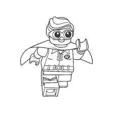 coloring page: Robin in the style of LEGO, ready for adventure