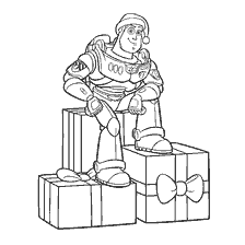 página para colorir: Colorir com Buzz Lightyear nos presentes de Ano Novo