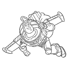 página para colorir: Buzz Lighter da Disney com presentes em suas m&atilde;os em meio a decora&ccedil;&otilde;es de Ano Novo