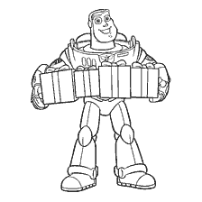 página para colorir: Buzz Svetik det&eacute;m caixas de presentes
