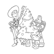 página para colorir: Personagens da Disney na &aacute;rvore de Natal