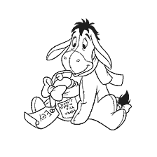 página para colorir: Donkey Ea da Disney celebra o Ano Novo com presentes