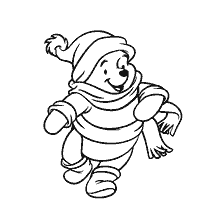 página para colorir: Urso de Winnie em roupas de inverno