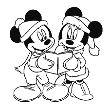 página para colorir: Mini e Mickey Mouse ler um livro sobre a v&eacute;spera de Ano Novo