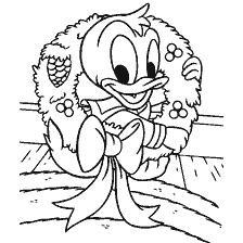 página para colorir: Sobrinho de Scrooge det&eacute;m uma coroa de Natal