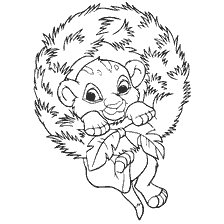página para colorir: Simba em uma grinalda de Natal