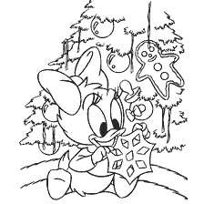 página para colorir: Noite de Pato com um floco de neve de papel no fundo da &aacute;rvore de Natal