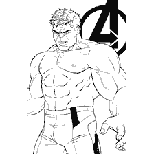 pagina da colorare: Hulk in colorazione con il logo Avengers