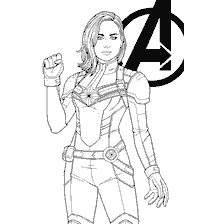 pagina da colorare: Capitan Marvel con il simbolo dei Vendicatori