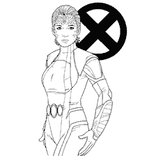 pagina da colorare: Mystic - un personaggio nell'universo X-Men, libro da colorare per i bambini