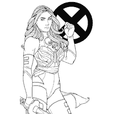 pagina da colorare: Colore personaggio Betsy Braddock con il simbolo della X-Men