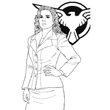 pagina da colorare: Colorare con il personaggio Peggy Carter nello stile dei supereroi