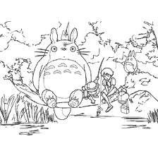 coloring page: My neighbor Totoro - coloring book with Totoro and children