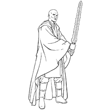 Malseite: Zeichnung von Jedi Master Mace Windu mit einem Lichtschwert