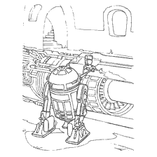 Malseite: Astrodroid R2-D2 vor dem Hintergrund eines Raumschiffs