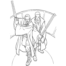 Malseite: Qui-Gon Jinn und Obi-Wan Kenobi mit Lichtschwert