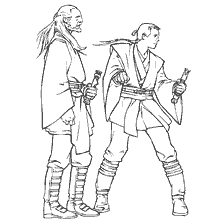 Malseite: Contour Coloring von Obi-Wan Kenobi und Qui-Gon Jinn aus Star Wars Episode I
