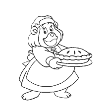 coloriage: L'ours gummy tient la tarte