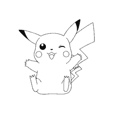 kolorowanka: Rysunek Pikachu mruganie z radosnym wyrazem