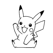 kolorowanka: Kolorowanki Pikachu, uśmiechnięty Pokémon z podniesioną ręką