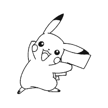 kolorowanka: Pokémon Pikachu, wesoły i uśmiechnięty, gotowy do malowania