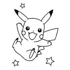 kolorowanka: Pikachu w kolorowanie z gwiazdami