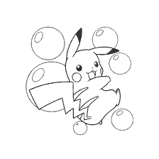 kolorowanka: Malarstwo Pikachu z bąbelkami