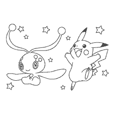 kolorowanka: Kolorowanki Pikachu i Mezprit z gwiazdami