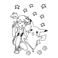 kolorowanka: Misty i Pikachu na kolorowanki