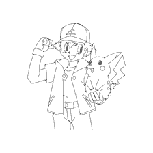 kolorowanka: Ash i jego lojalny Pikachu