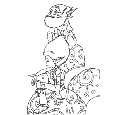 pagina da colorare: Colorare con i personaggi di Nonno e Art&ugrave; dal film Art&ugrave; e Miniputes