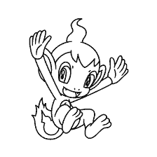 coloring page: Coloring Pokemon Chimchar, an image of a playful Pokemon with a fiery tail.