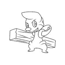 coloring page: Pokemon Timburr coloring with wooden beam