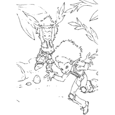 pagina da colorare: Arthur e Barakhlyush giocano in un'atmosfera amichevole tra la natura