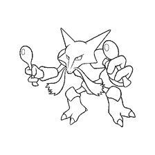 coloring page: Pokemon coloring Alakazam with spoons