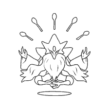 coloring page: Coloring Mega Alakazam with spoons