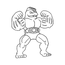 coloring page: Coloring Pokémon Machok in a combat posture