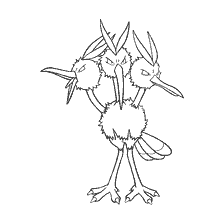 coloring page: Coloring Pokemon Dodrio in black and white format