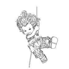 pagina da colorare: Arthur e i Miniput vanno gi&ugrave; per la corda