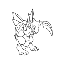 coloring page: Drawing of the evolution of Pokemon Skyter
