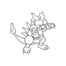 coloring page: Coloring Pokemon Magmar in the process of evolution
