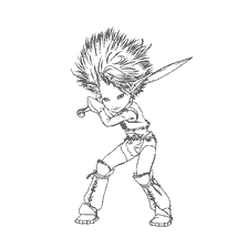 pagina da colorare: Arthur da Art&ugrave; e i Miniputes con una spada in una posizione di combattimento