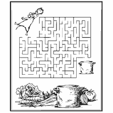 coloriage: Labyrinthe avec Remy et légumes de Ratatouille