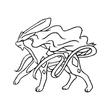 kolorowanka: Kolorowanie Suikun, legendarny Pokémon ze świata Pokémon.