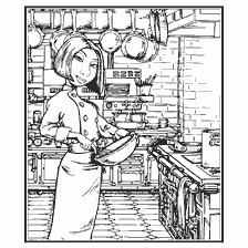 coloriage: Collette de Ratatouille cuisine dans la cuisine
