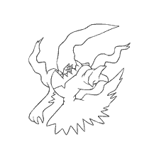 kolorowanka: Contour kolorowanki legendarnego Pokémon Darkrai