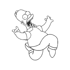 coloring page: Homer Simpson jumps with joy in coloring