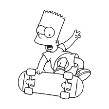 coloring page: Bart Simpson skateboarding